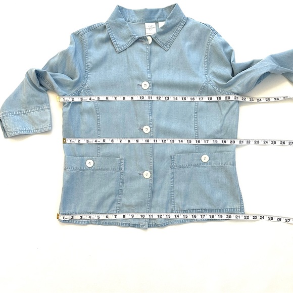EMMA JAMES 3/4 SLEEVE LIGHT-WEIGHT DENIM CHAMBRAY SHIRT JACKET SHACKET Sz12 - Picture 8 of 9